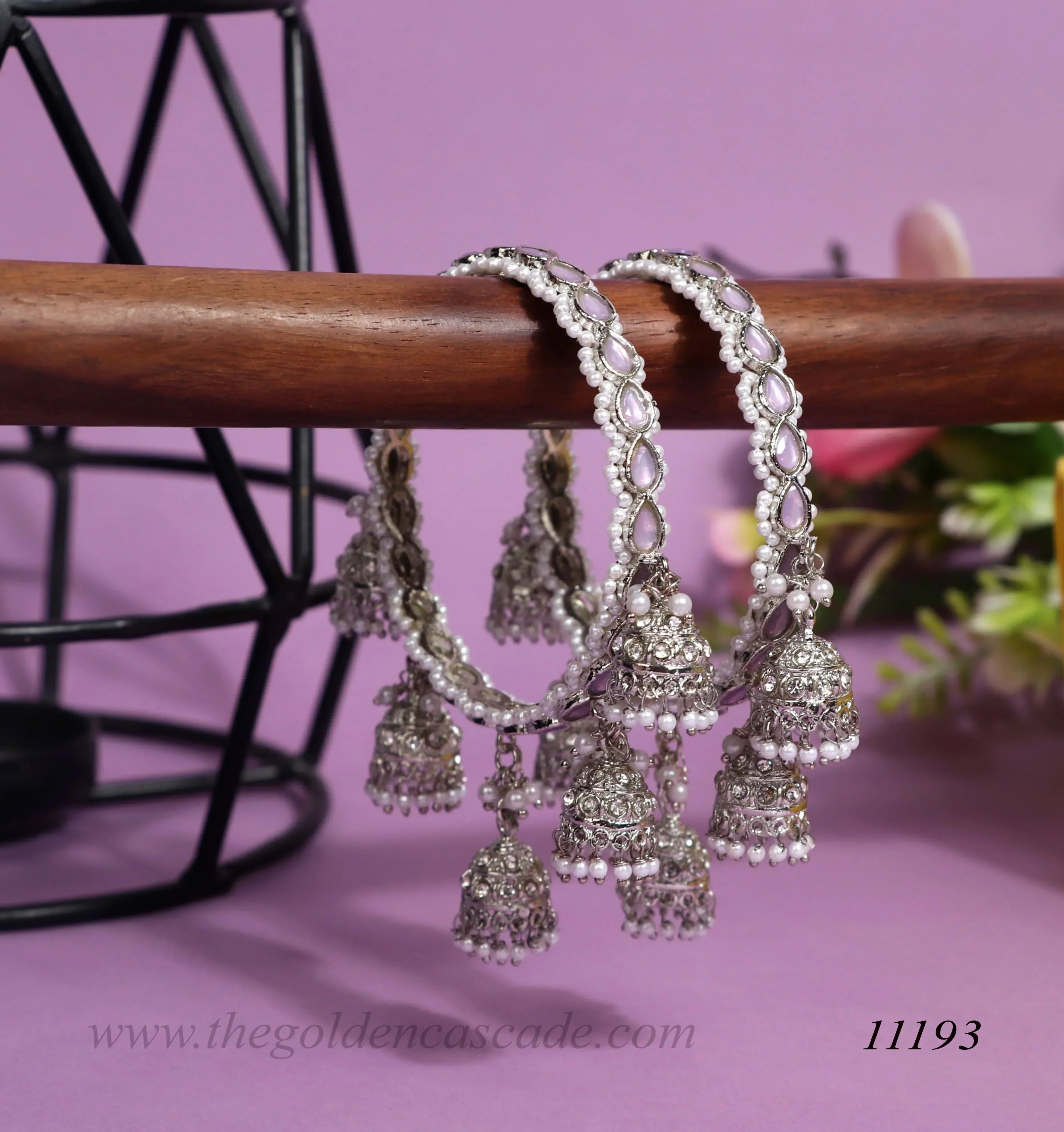 Traditional Jhumki Latkan Metal Kada for Women (Pack of 2) - The Golden Cascade